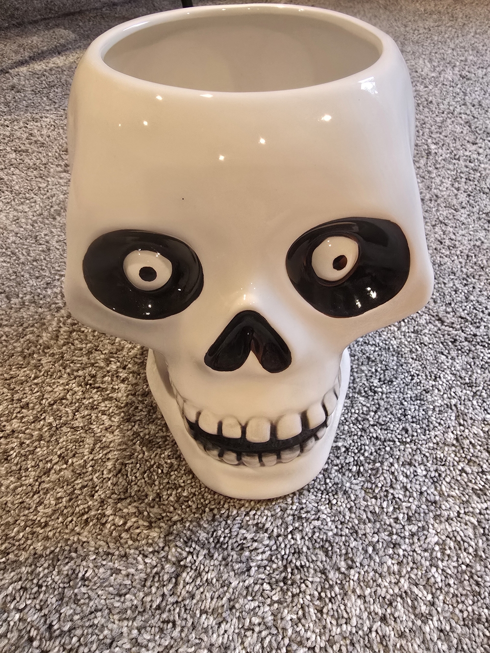 Certified International White and Black Ceramic Skull Vase